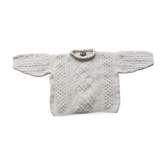 Oak Tree Original Sweaters - Oak Tree Original Cream Speckled‎ Cable Knit Roll Neck Wool Sweater Womens Small